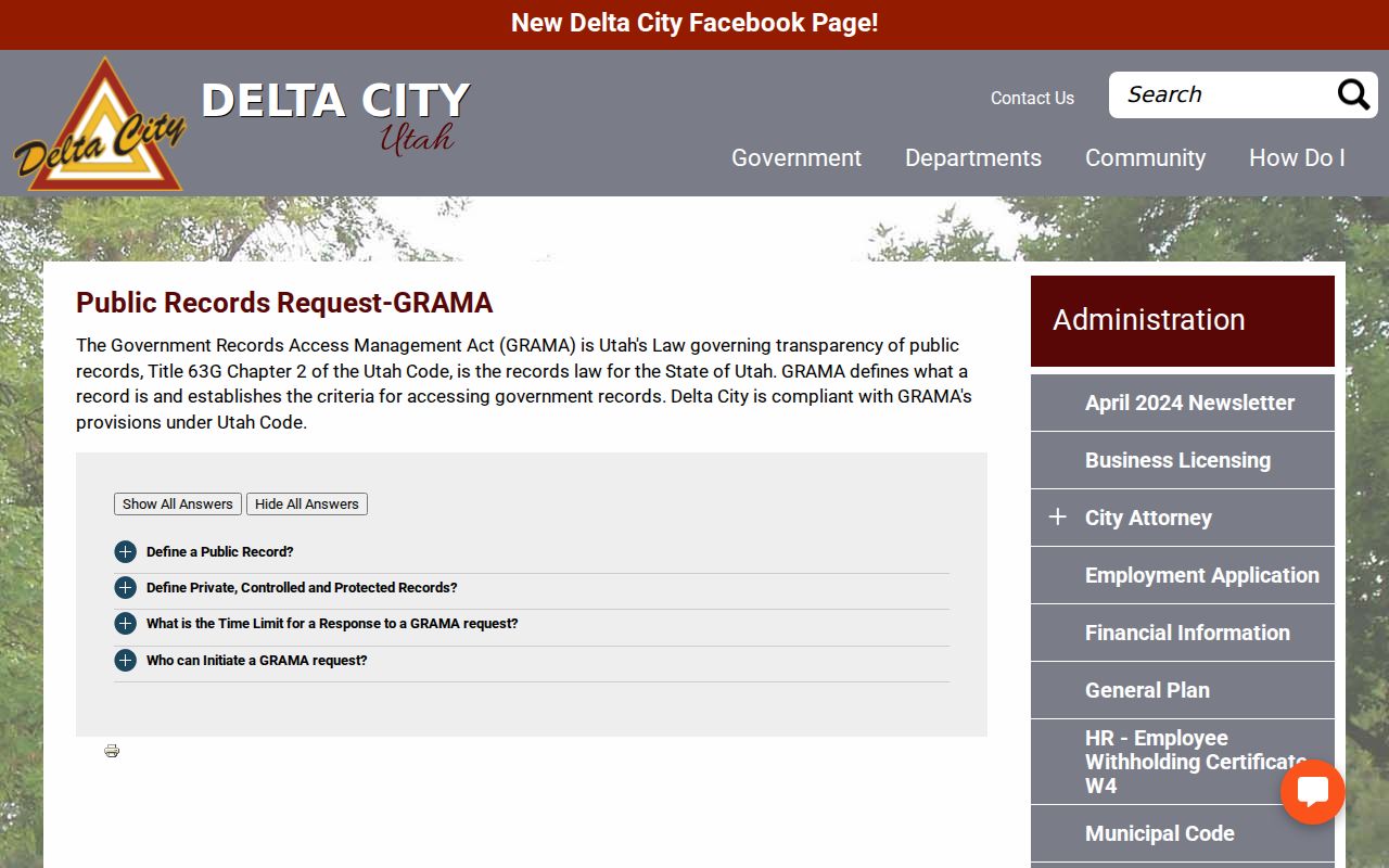 Millard County arrest record Delta City GRAMA request page
