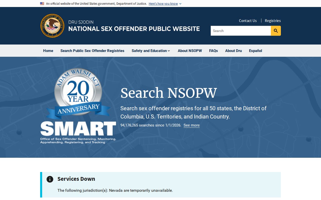Millard County sex offender search through the national registry
