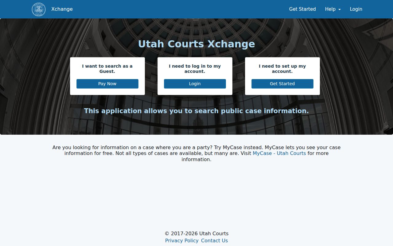 Millard County criminal history search through Utah Courts Xchange